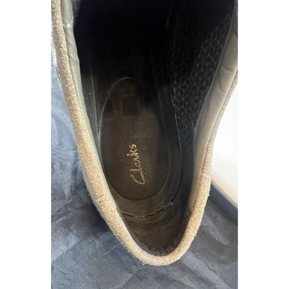 Clarks Low Top Suede Leather Sneakers Shoes Tan Men Size 10.5 Comfort Casual - Picture 14 of 15